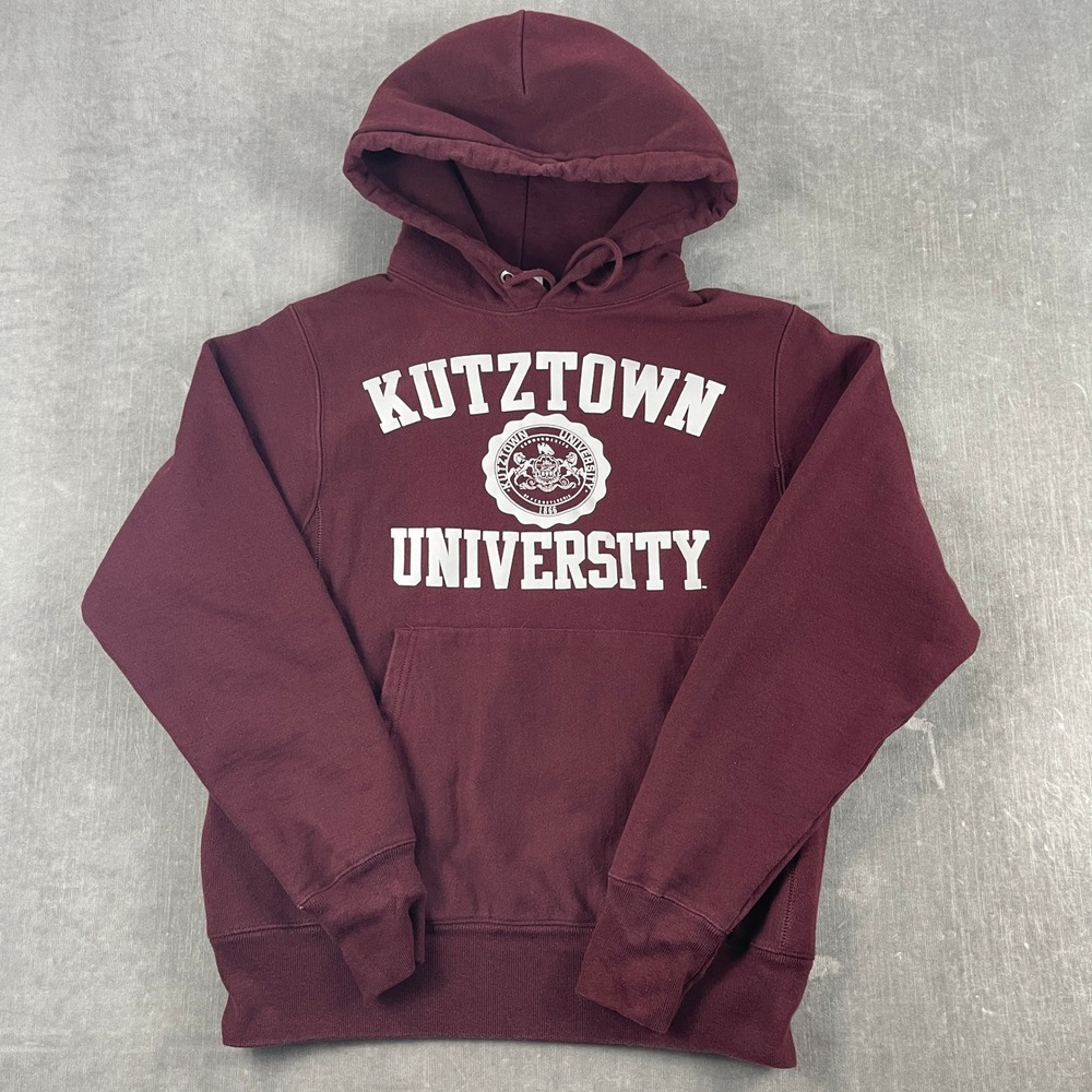 Kutztown University Champion Men Small Maroon Hoodie Reverse Weave Pullover